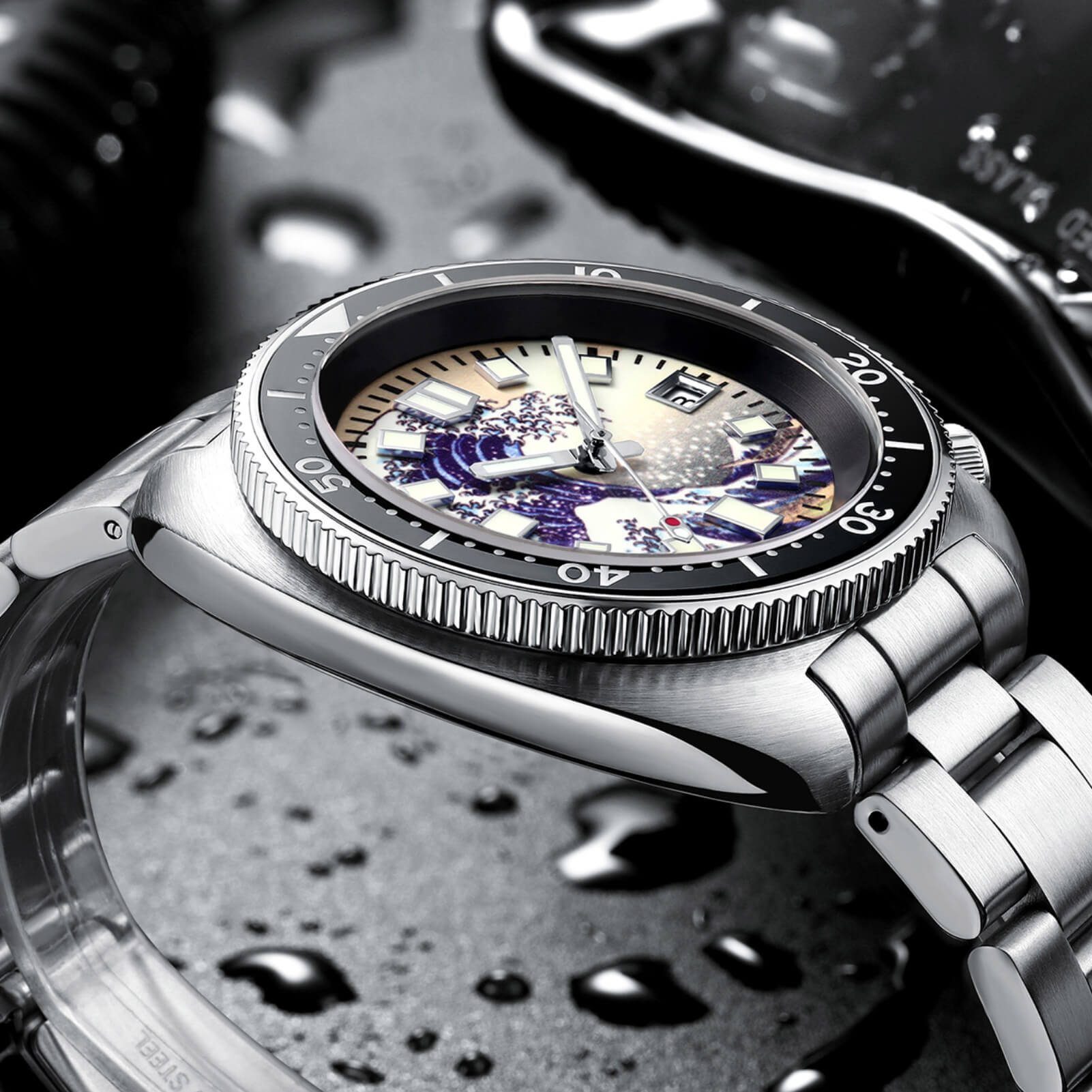 ADDIESIVE Reloj de buceo Cristal de zafiro sintético Esfera luminosa 200M H8-Surf-watch-
