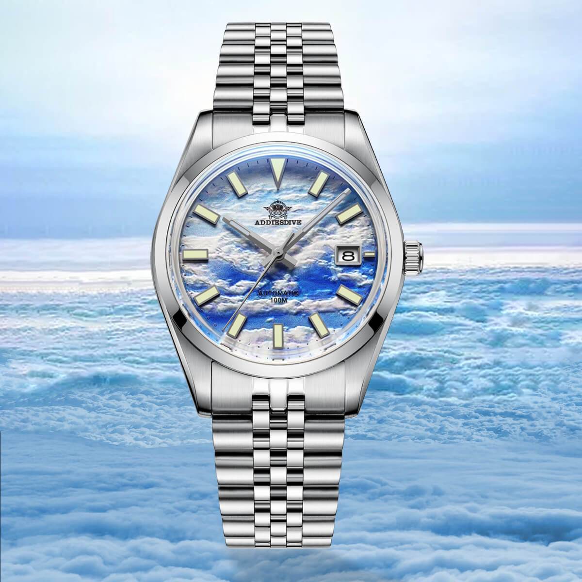 Addiesdive Reloj automático 39mm 3D Sea of Clouds Dial(AD2041)-