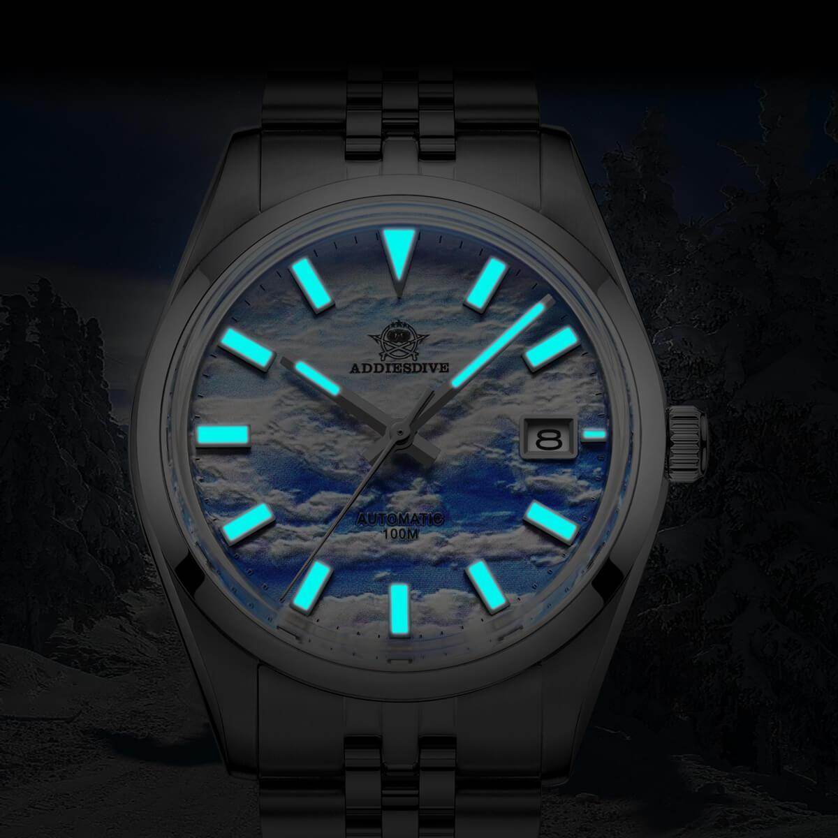 Addiesdive Reloj automático 39mm 3D Sea of Clouds Dial(AD2041)-