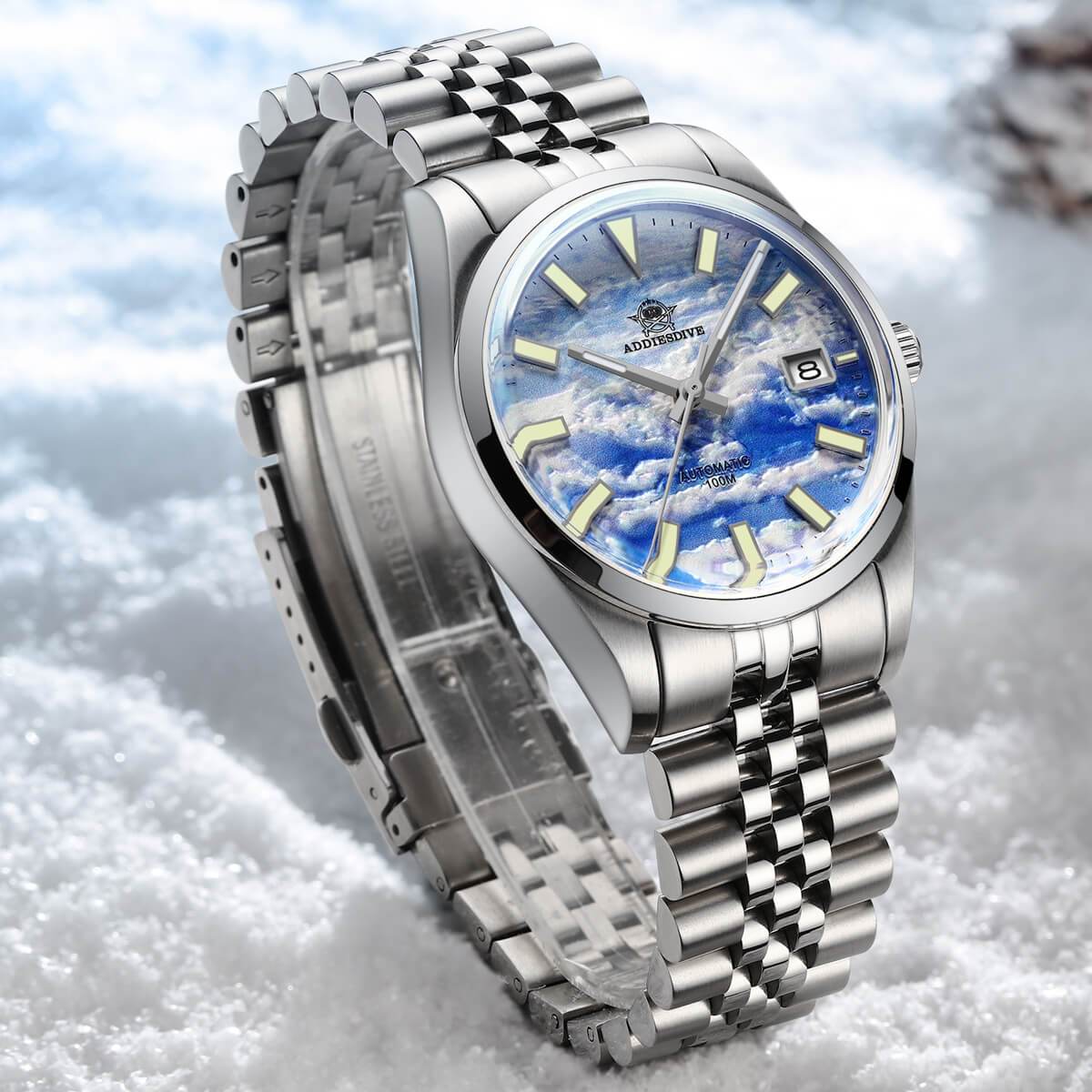 Addiesdive Reloj automático 39mm 3D Sea of Clouds Dial(AD2041)-