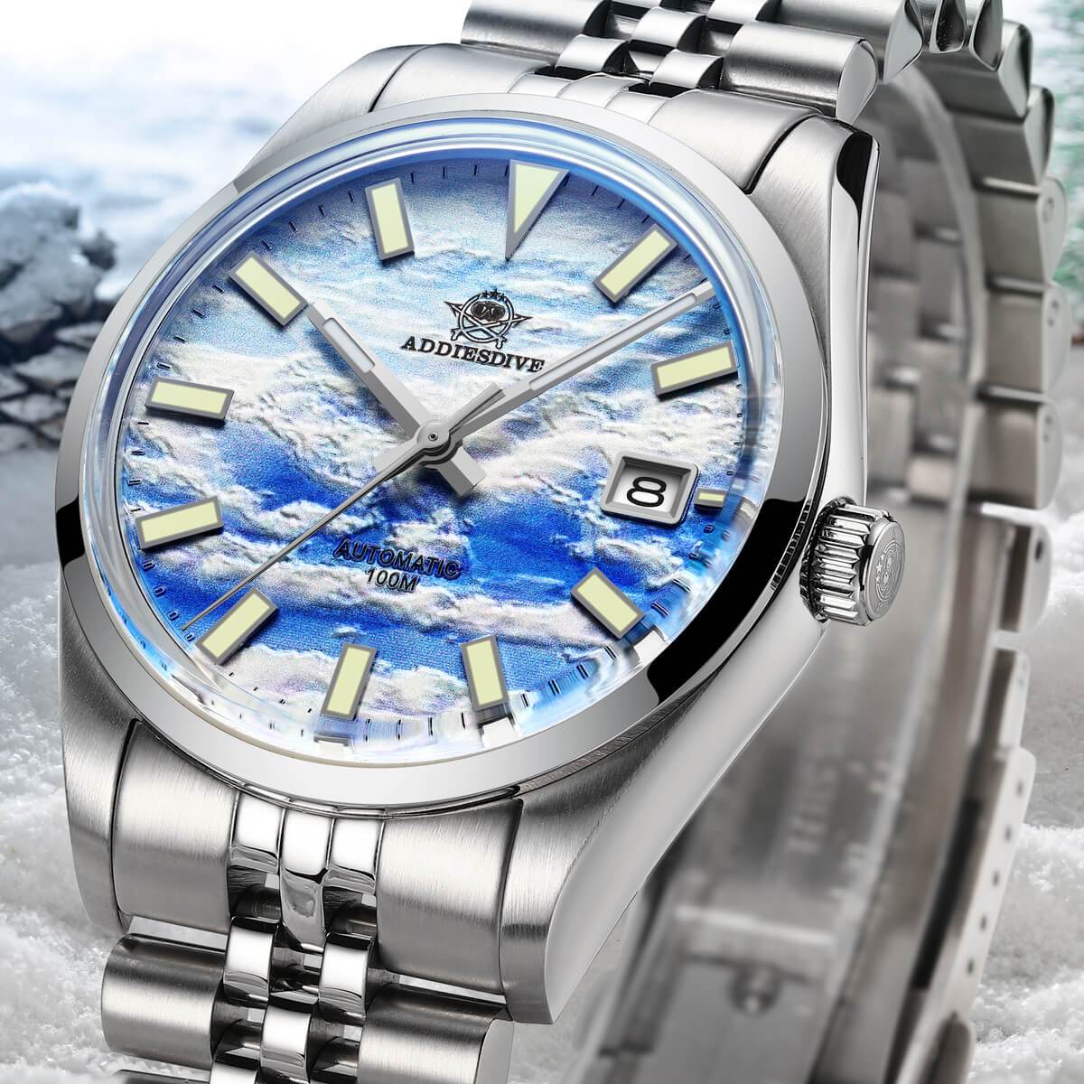 Addiesdive Reloj automático 39mm 3D Sea of Clouds Dial(AD2041)-