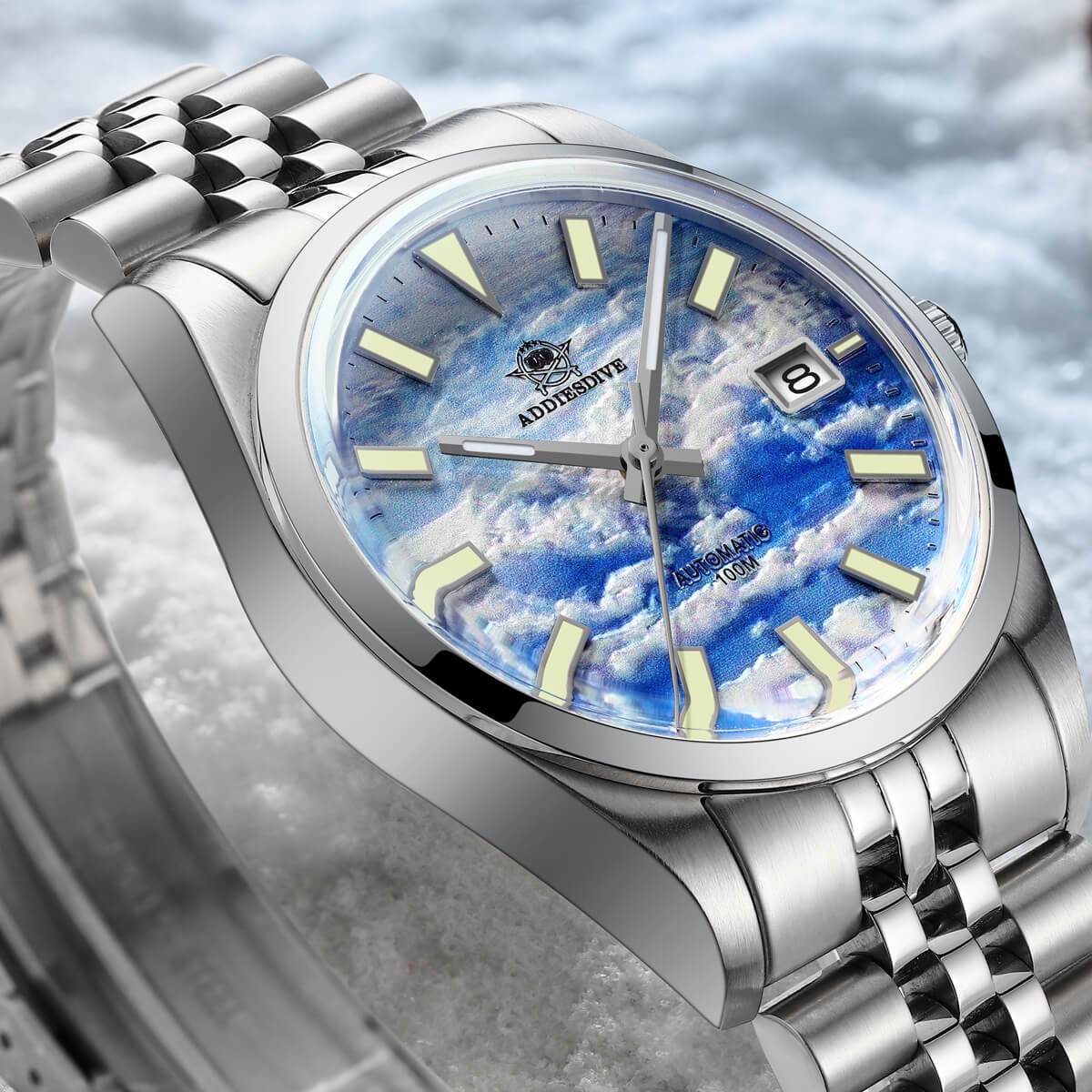Addiesdive Reloj automático 39mm 3D Sea of Clouds Dial(AD2041)-