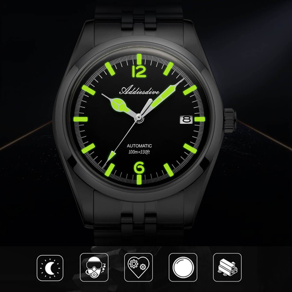 Addiesdive Reloj automático 39mm Diver's 100M NH35 (AD2038)-