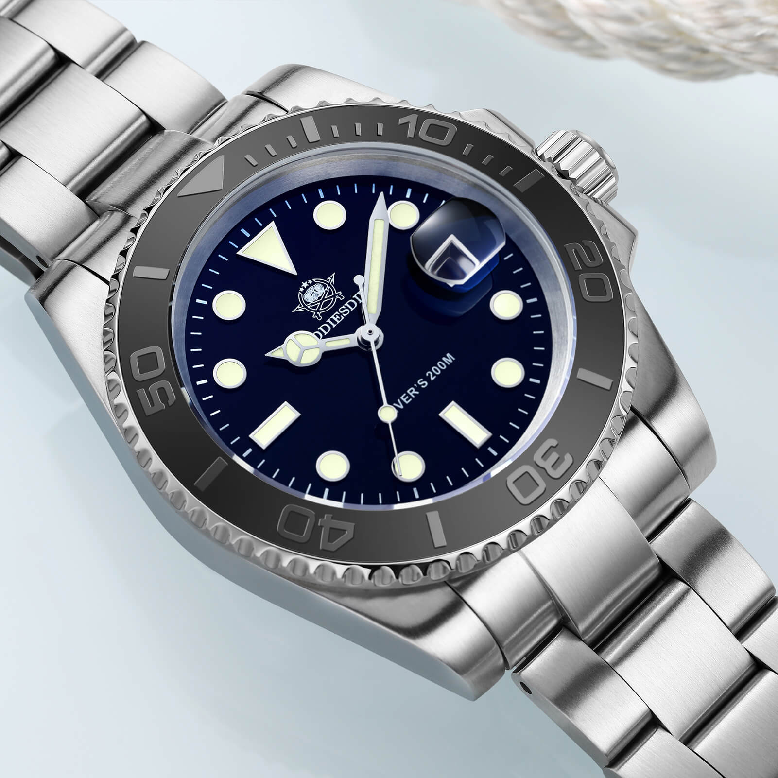Addiesdive Reloj de cuarzo 41mm Diver's 200M (MY-H3C)-divers watch-Plata-