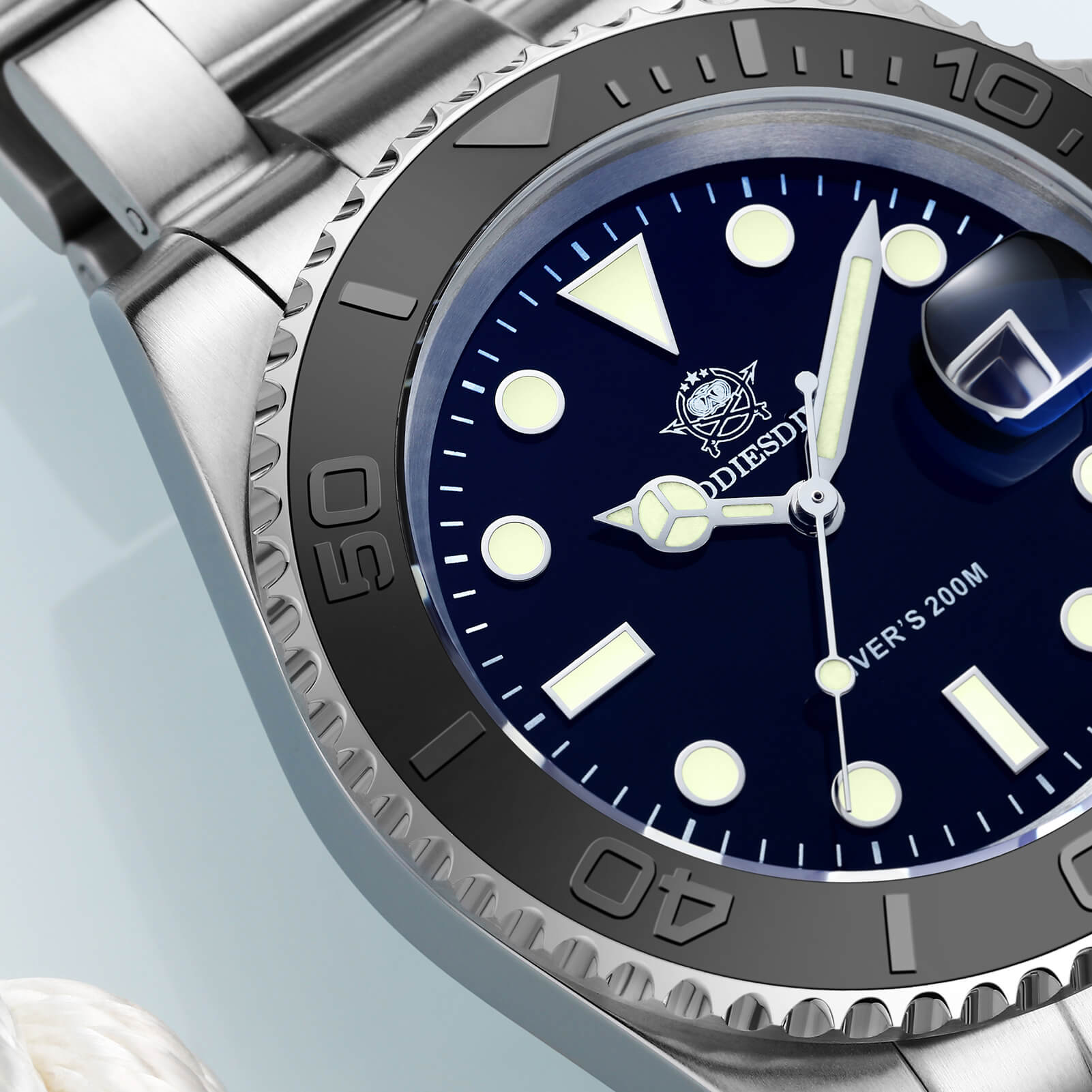 Addiesdive Reloj de cuarzo 41mm Diver's 200M (MY-H3C)-divers watch-Plata-
