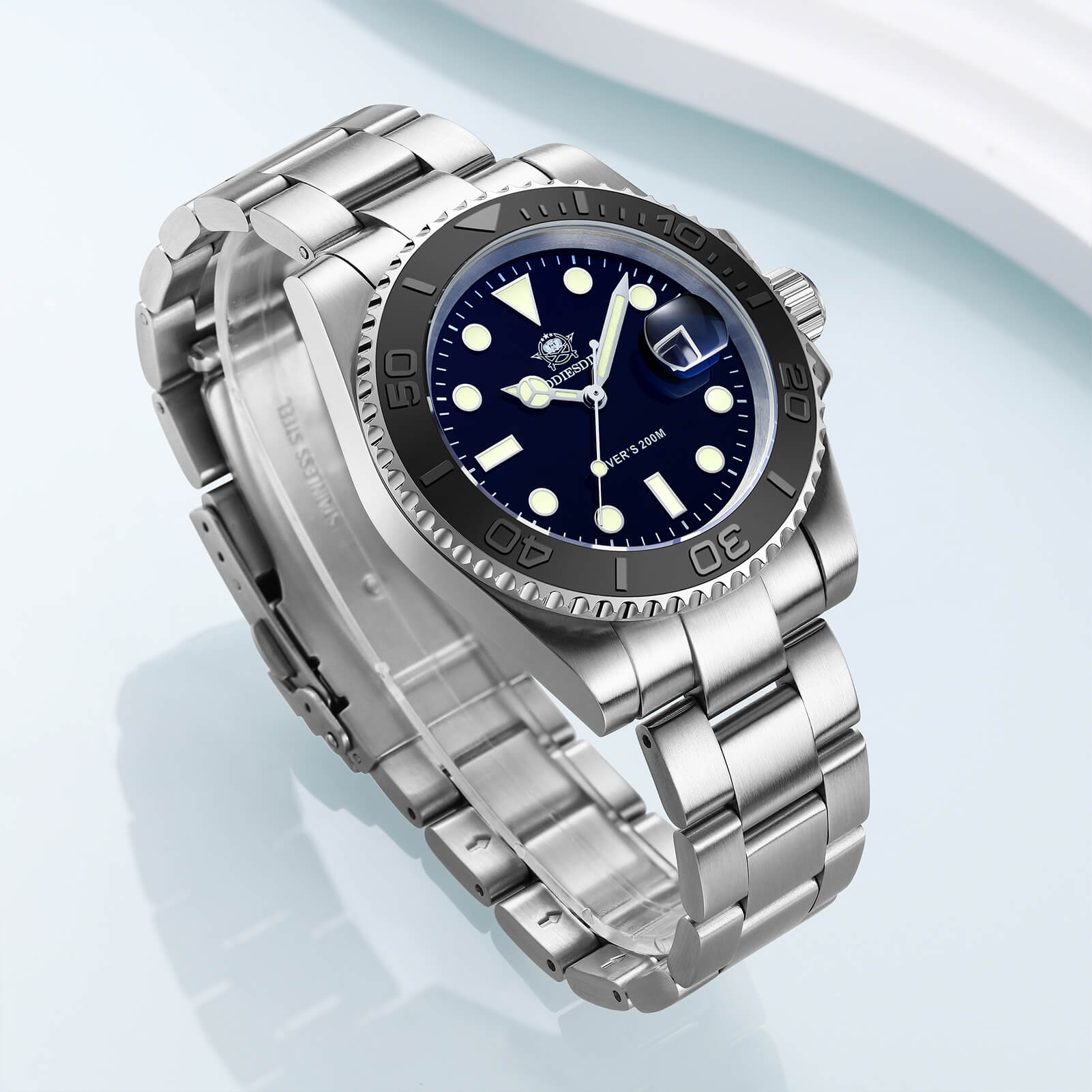 Addiesdive Reloj de cuarzo 41mm Diver's 200M (MY-H3C)-divers watch-Plata-