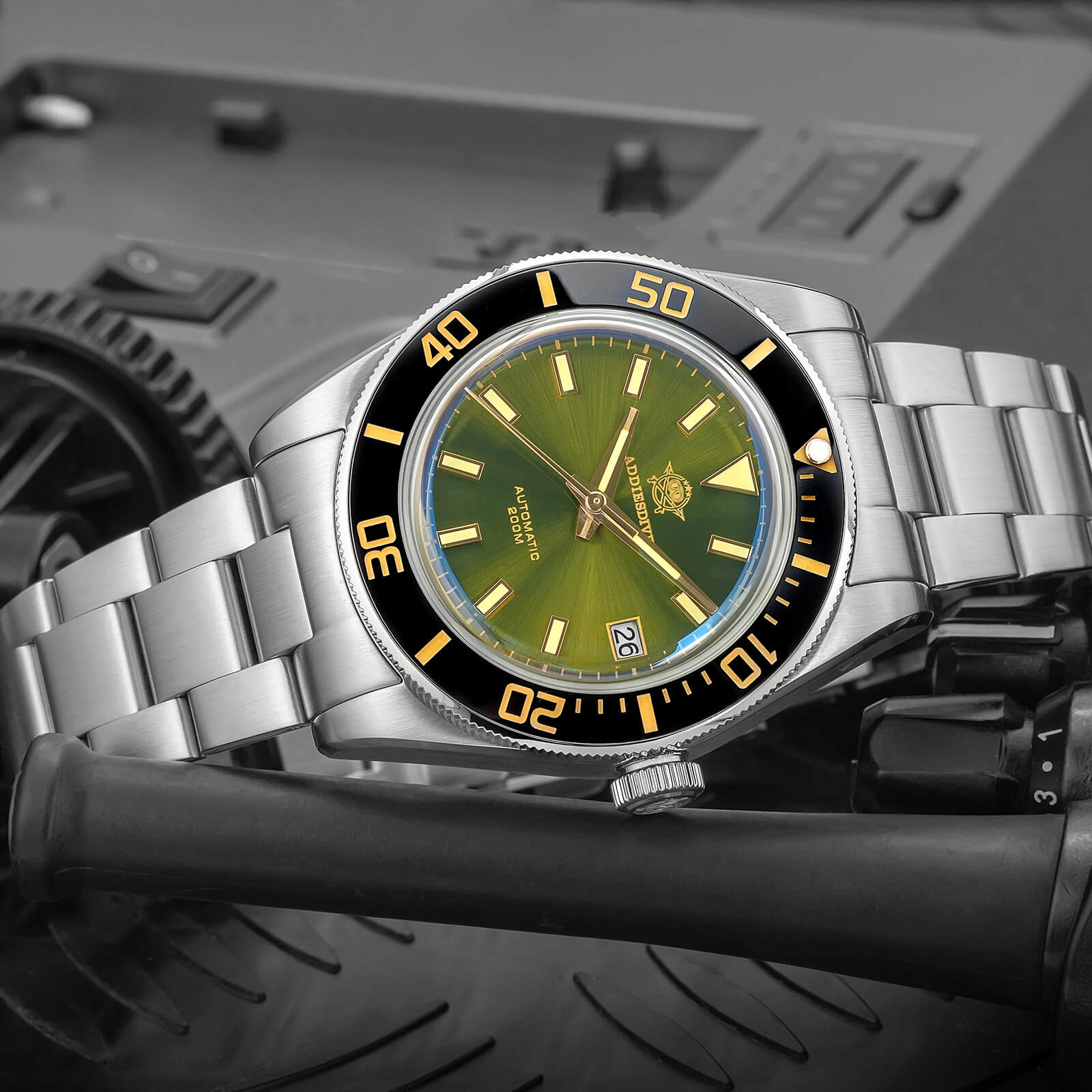 Addiesdive Retro Sub 39mm NH35 Reloj para Hombre AD2084-Verde-