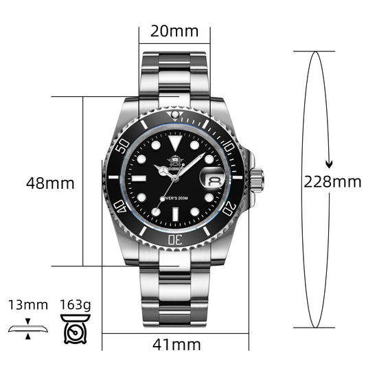 ★Especial Graduación★ADDIESDIVE Reloj Sub Quartz Diver's 200M (H3QZ)-sport watch-Correa de acero inoxidable-Negro-