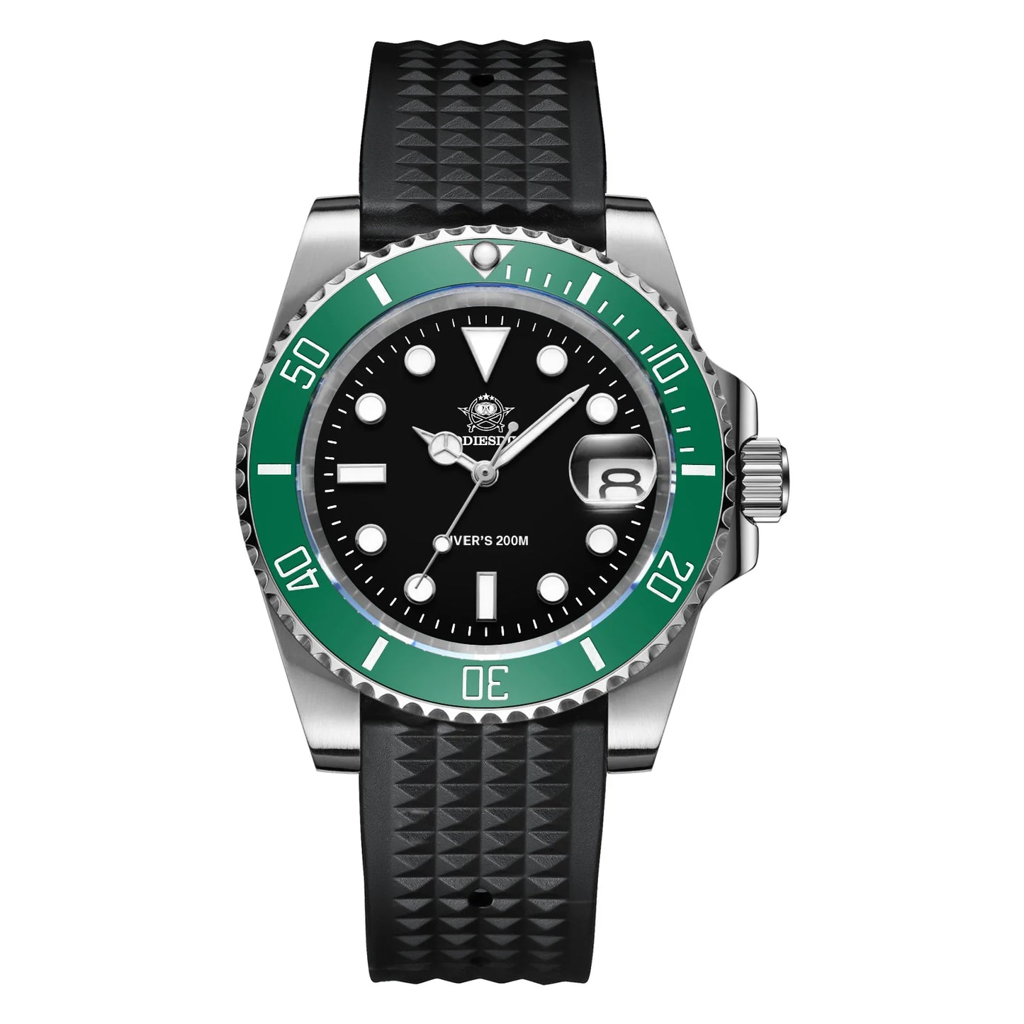 ★Especial Graduación★ADDIESDIVE Reloj Sub Quartz Diver's 200M (H3QZ)-sport watch-Correa de nailon-Verde+Negro-