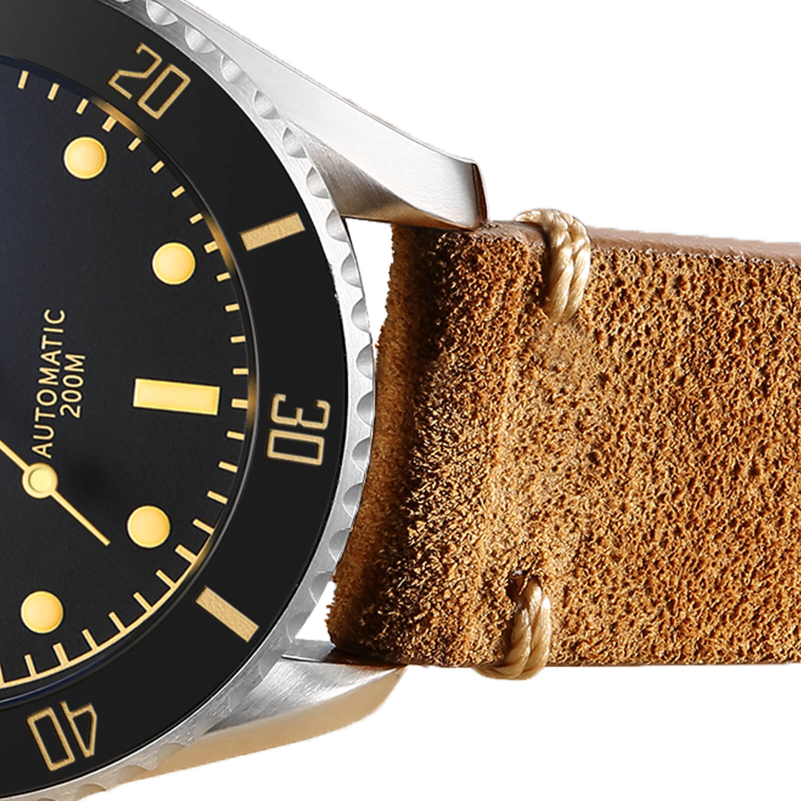 ★Oferta★ADDIESDIVE® Reloj de buceo automático de piel AD2101-Correa de cuero-