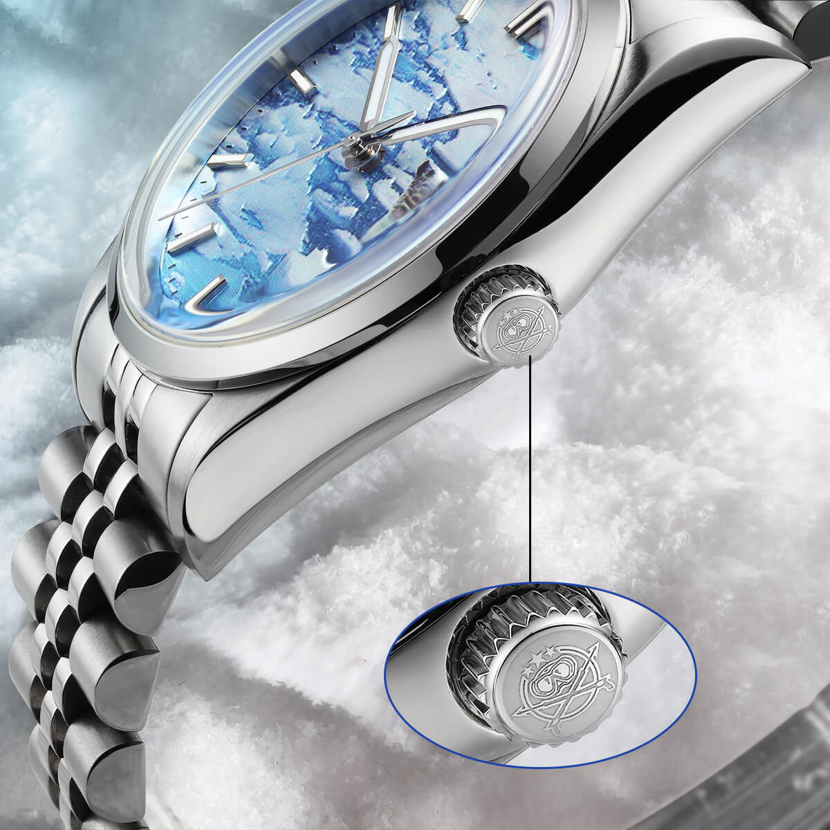 ★Oferta★Reloj automático Addiesdive 39mm 3D Glacier Polar Bear Dial (AD2042)-divers watch-