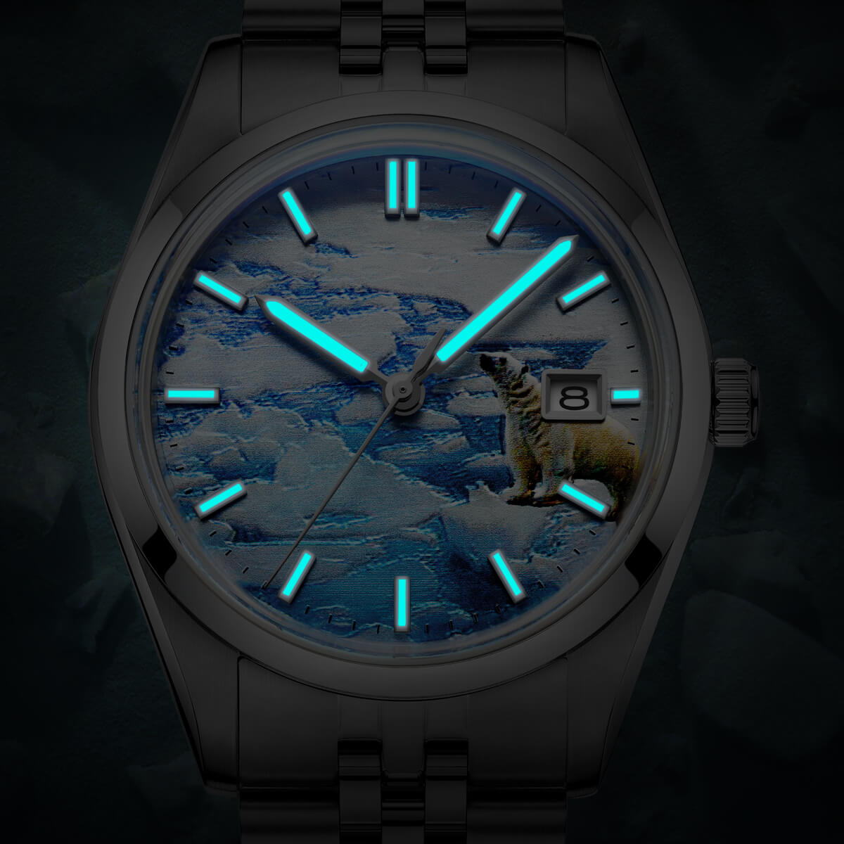 ★Oferta★Reloj automático Addiesdive 39mm 3D Glacier Polar Bear Dial (AD2042)-divers watch-