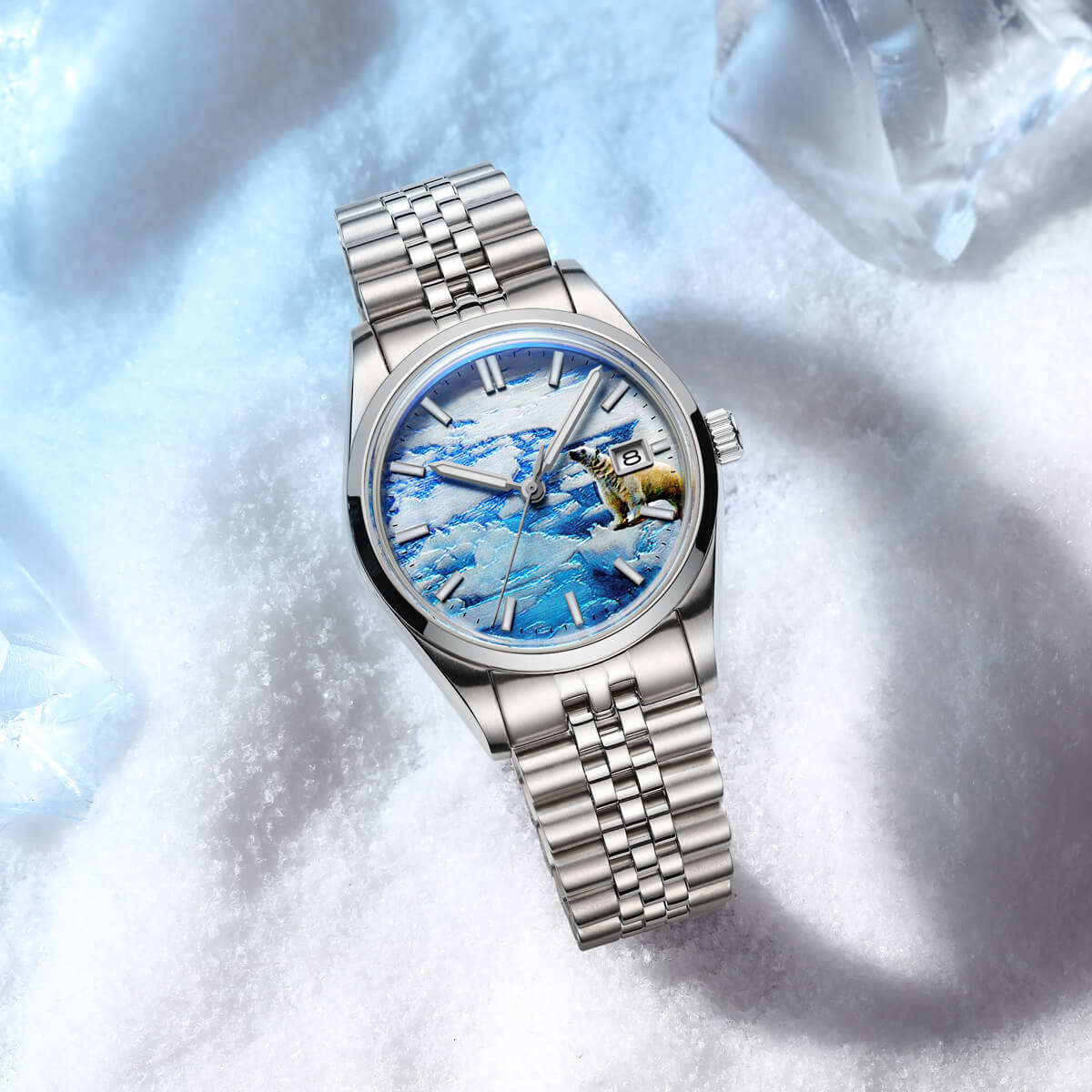 ★Oferta★Reloj automático Addiesdive 39mm 3D Glacier Polar Bear Dial (AD2042)-divers watch-
