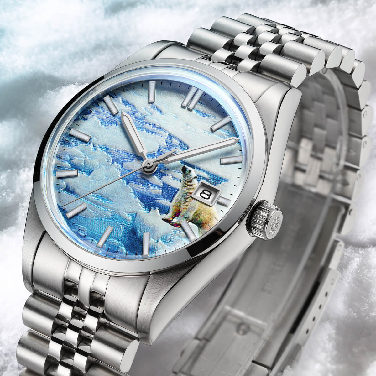 ★Oferta★Reloj automático Addiesdive 39mm 3D Glacier Polar Bear Dial (AD2042)-divers watch-