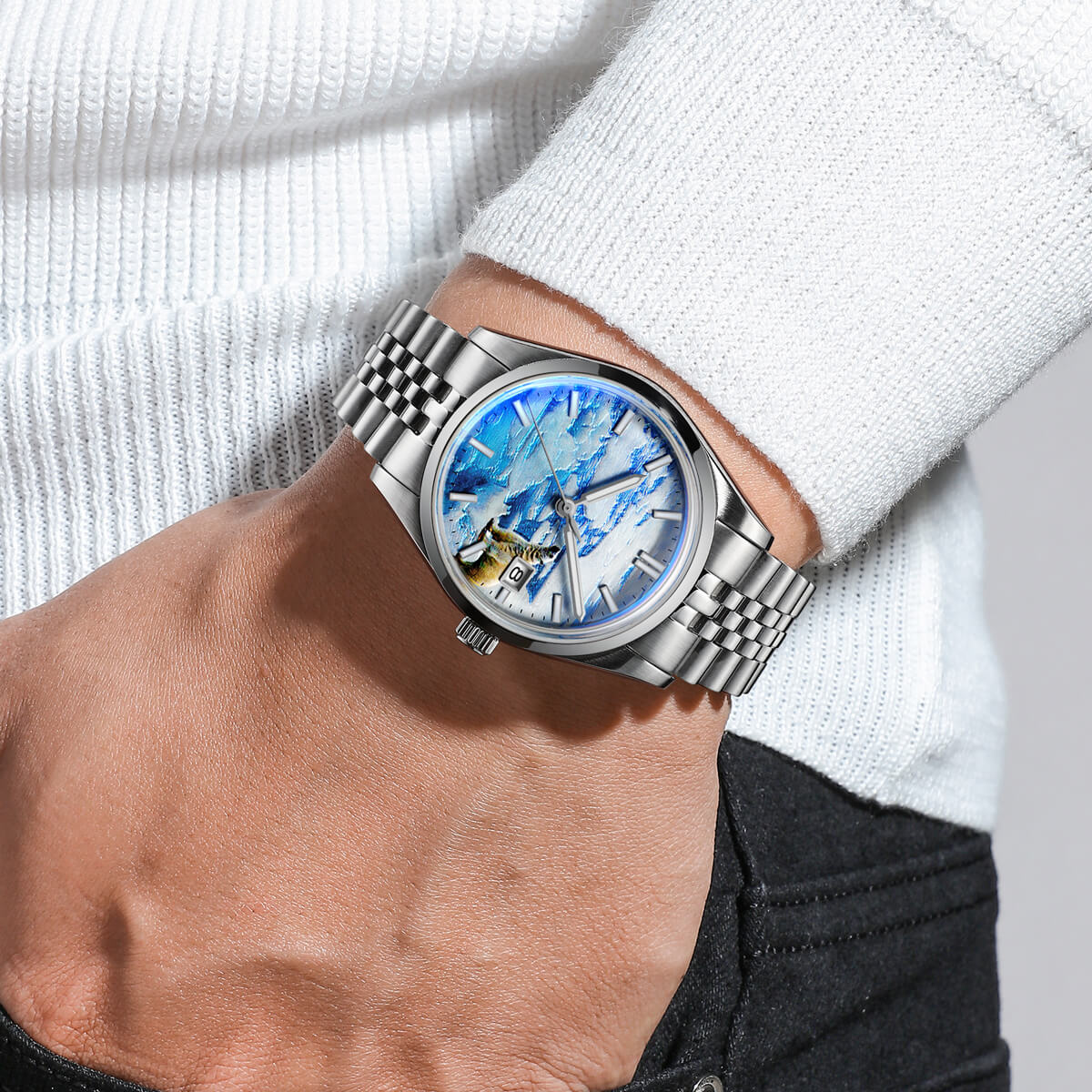 ★Oferta★Reloj automático Addiesdive 39mm 3D Glacier Polar Bear Dial (AD2042)-divers watch-
