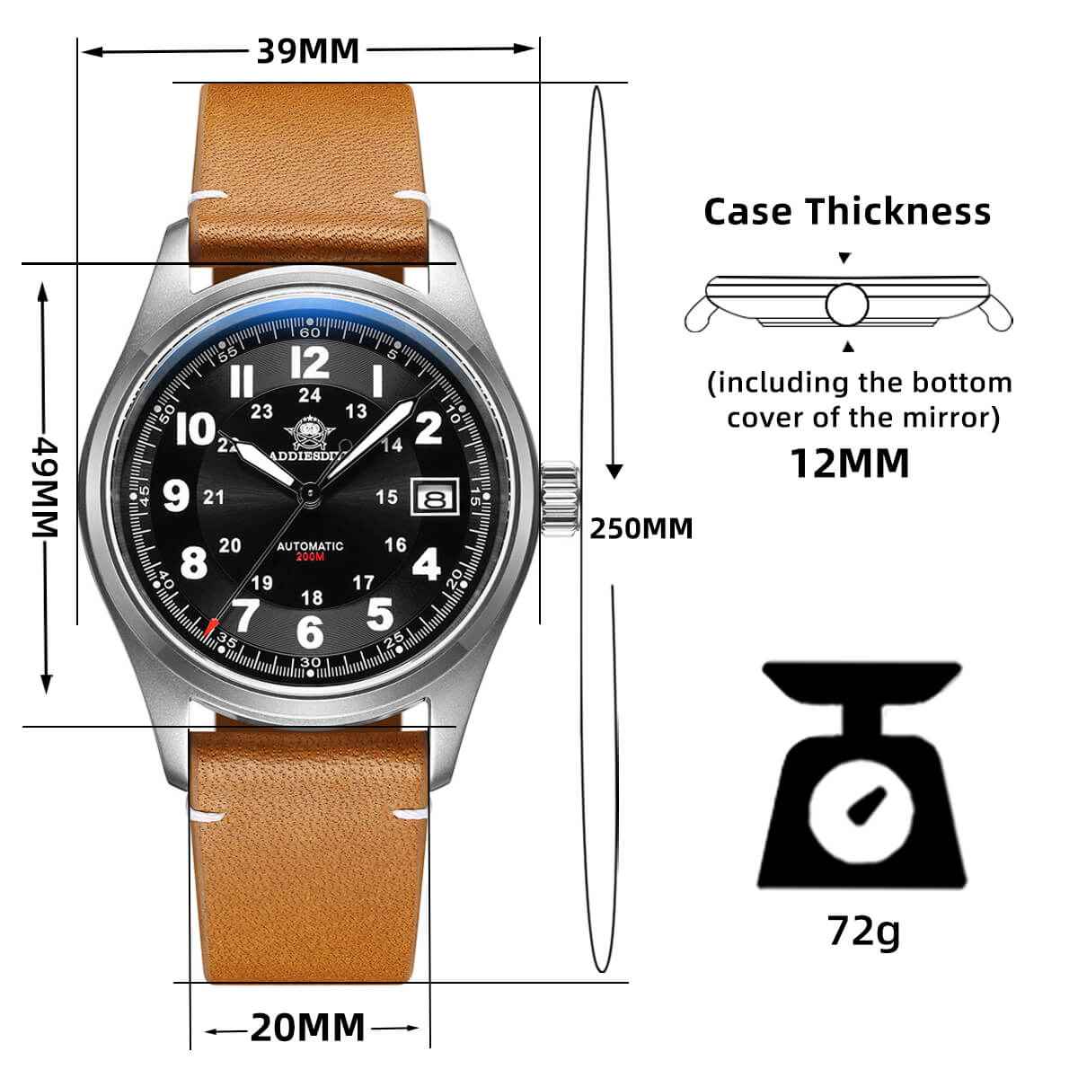 ★Oferta Semanal★ADDIESDIVE® Reloj automático elegante Diver 200M para hombre (AD2048)