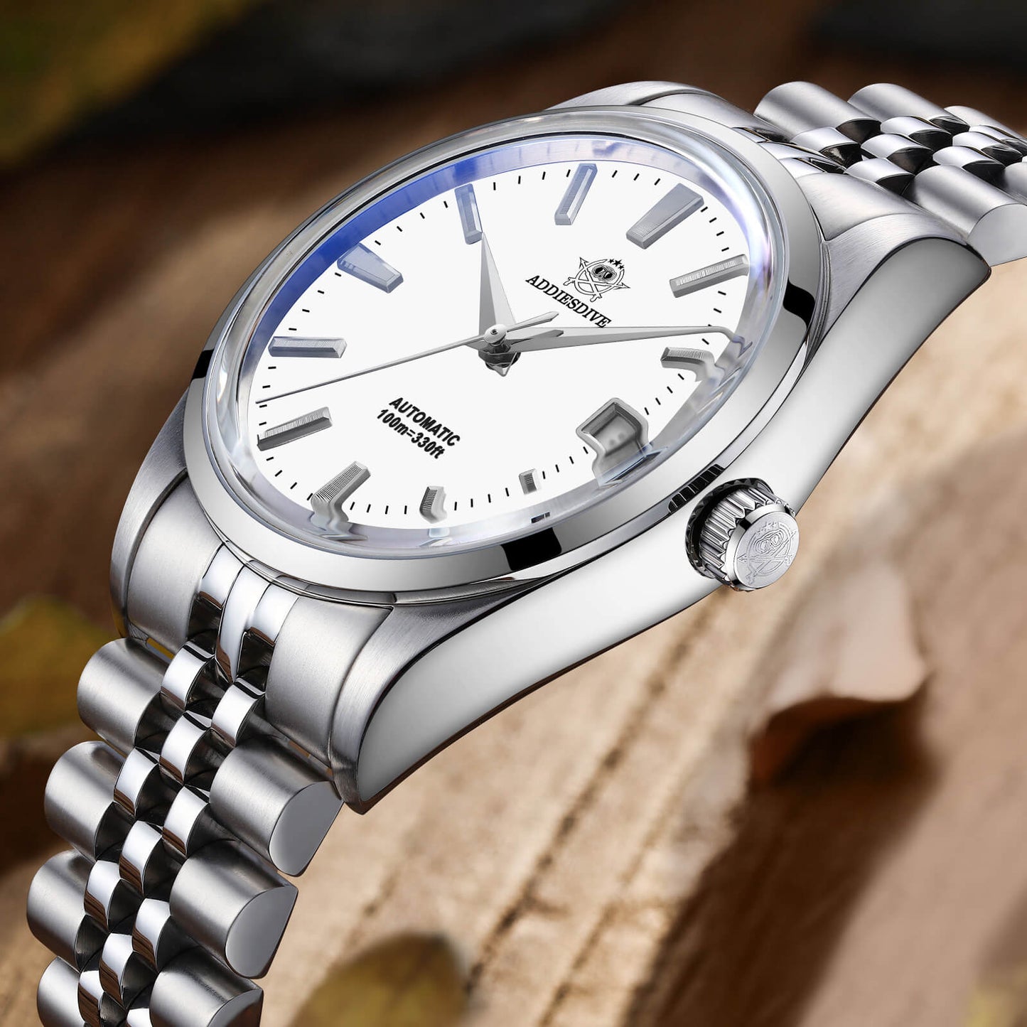 Reloj automático Addiesdive 39mm Diver's 100M NH35 (AD2029)-pilot watch-Blanco-