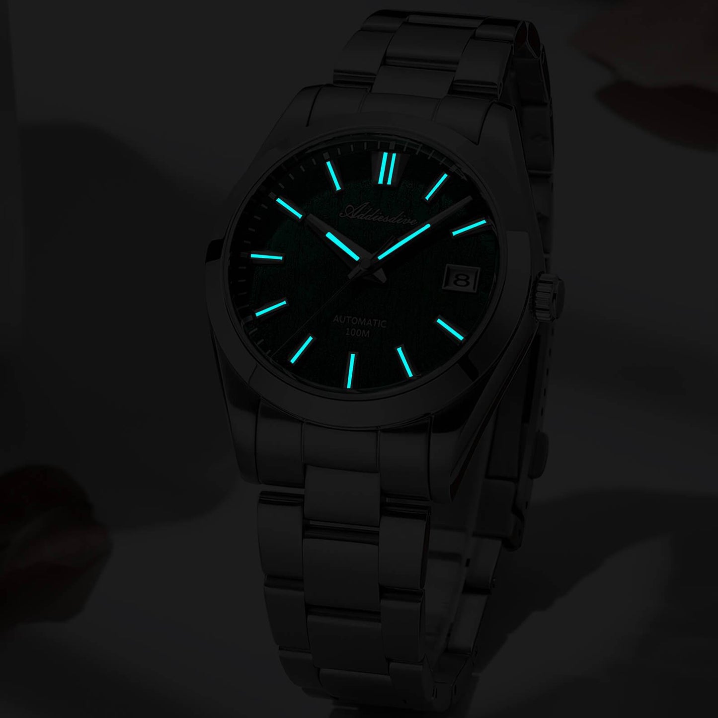 ADDIESDIVE Reloj automático NH35 con esfera con textura de corteza 3D de 39 mm AD2075-Verde-