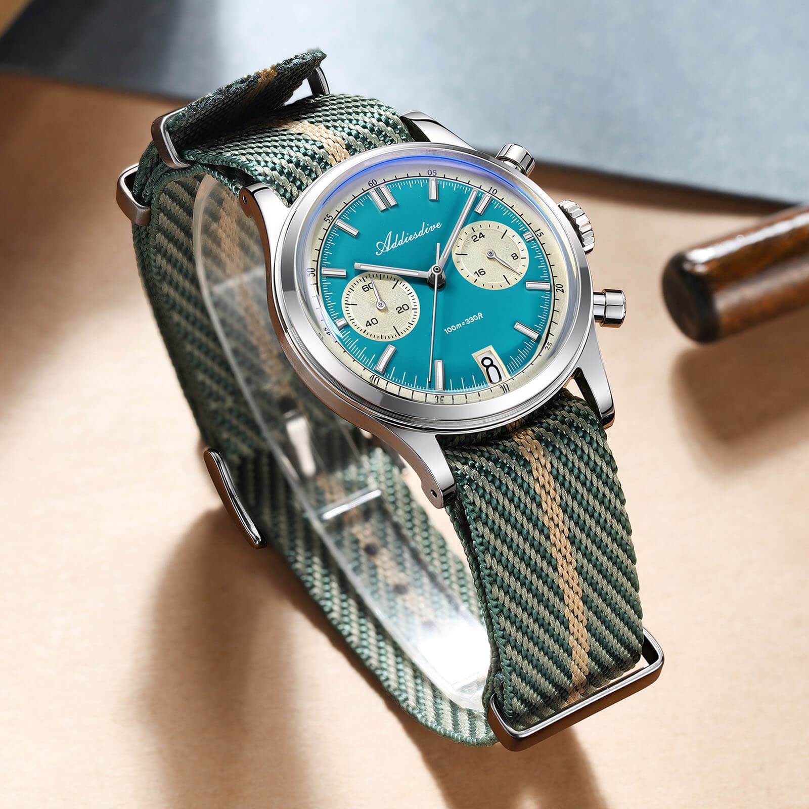 ★Super Ofertas★2025 ADDIESDIVE Reloj Cronógrafo VK64 de 38 mm – Modelo AD2095-Azul-