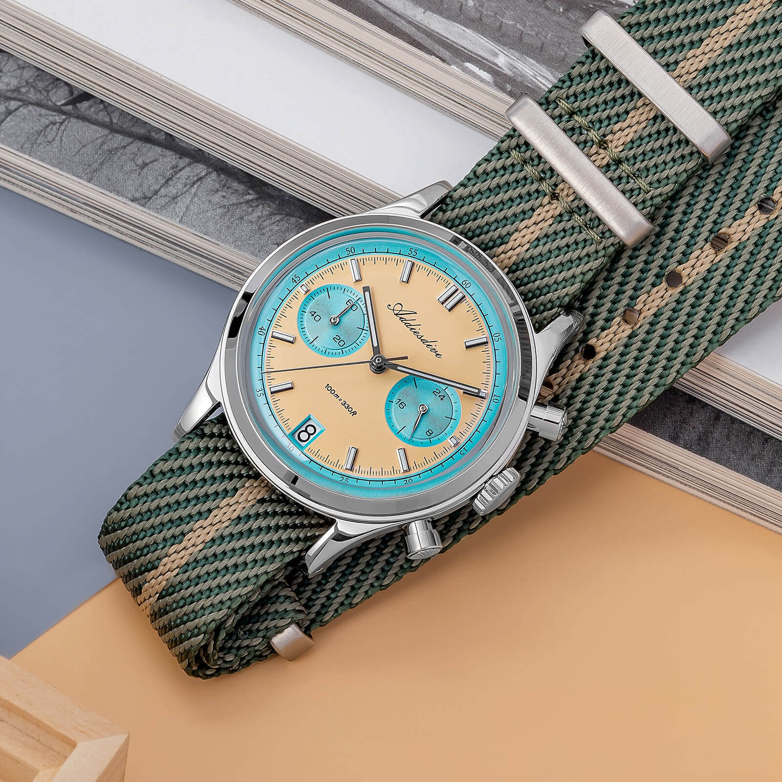 ★Super Ofertas★2025 ADDIESDIVE Reloj Cronógrafo VK64 de 38 mm – Modelo AD2095-Azul-