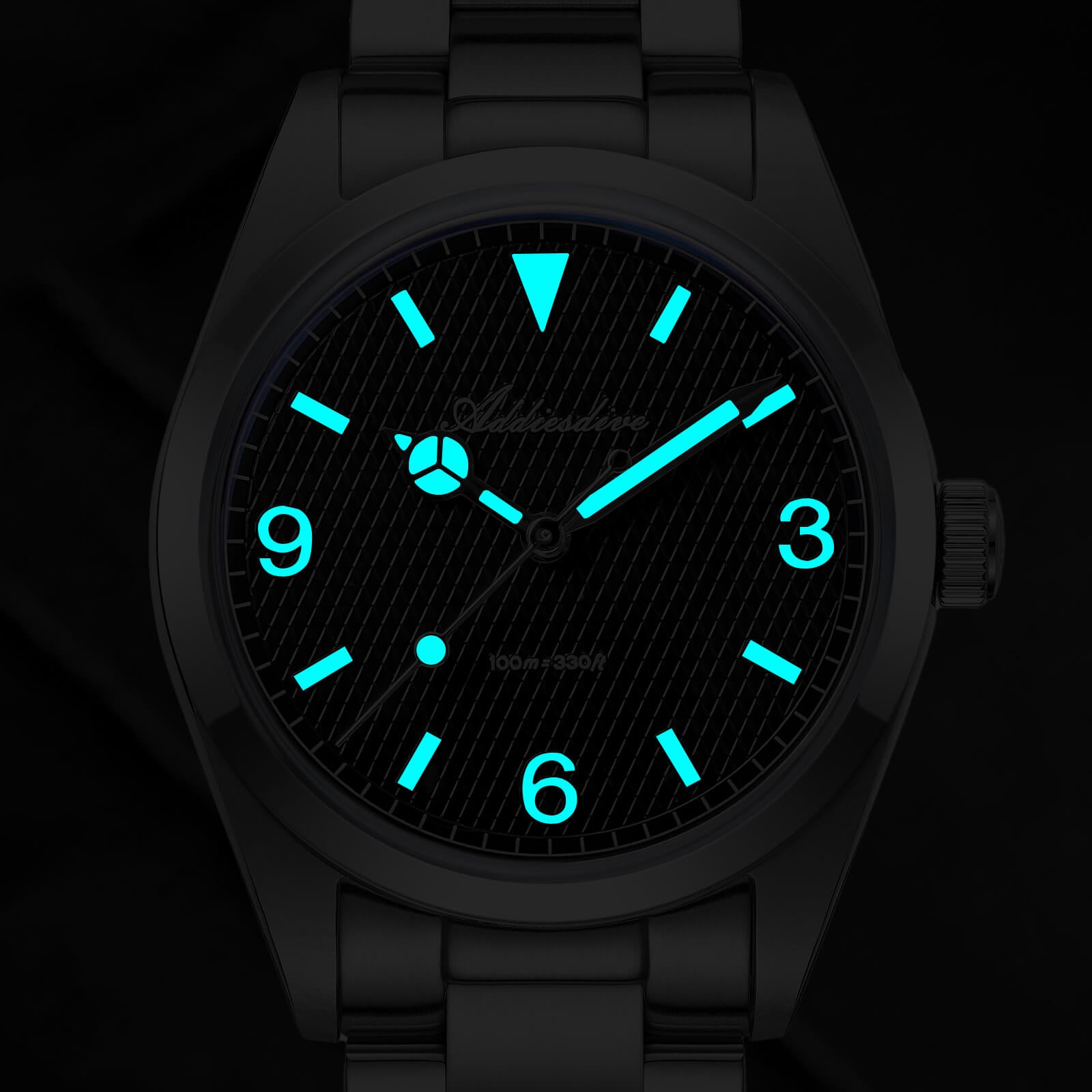 ★Super Ofertas★ADDIESDIVE Reloj de Buceo Explore de 36mm con Movimiento de Cuarzo VH31 – Modelo AD2096-Negro-BGw9 (Blue glow)-