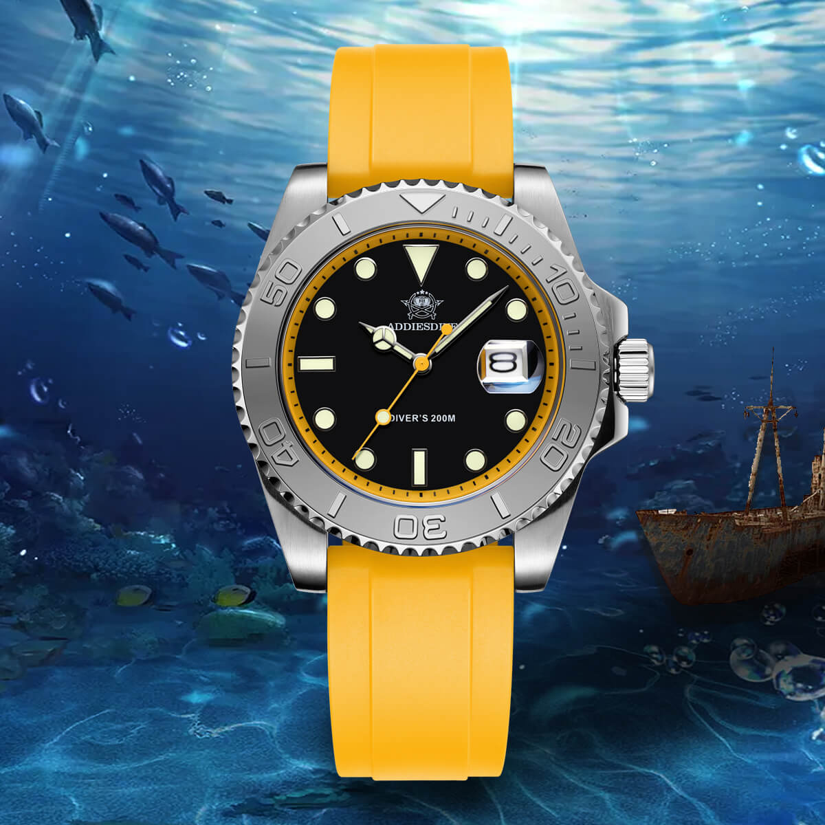 ADDIESDIVE Reloj deportivo de cuarzo de 41mm resistente al agua 200M (AD2040)