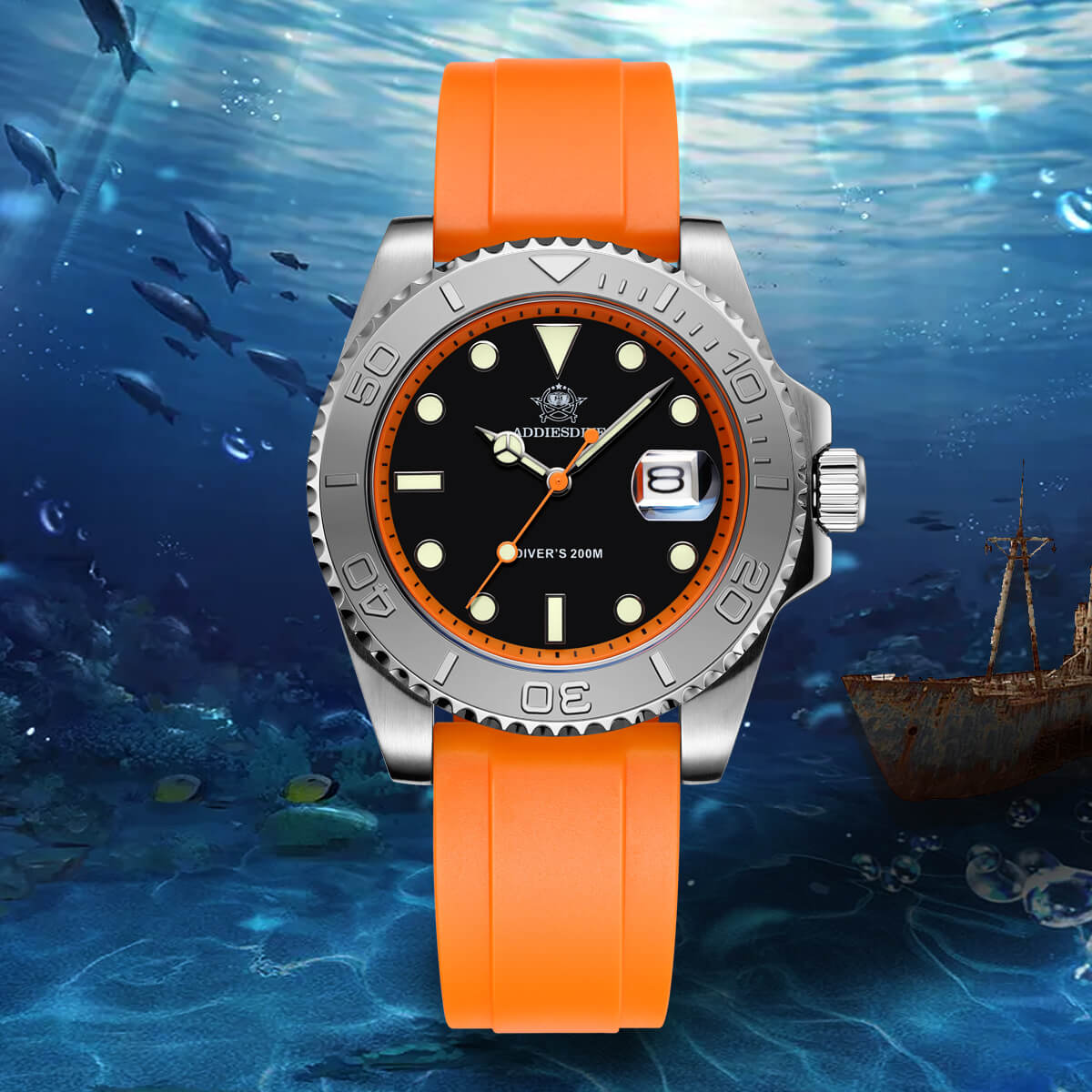 ADDIESDIVE Reloj deportivo de cuarzo de 41mm resistente al agua 200M (AD2040)