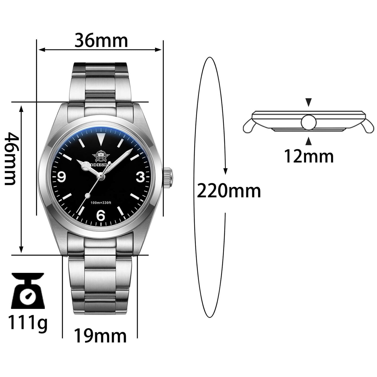 ★Ofertas★ADDIESDIVE Reloj de buceo Explore VH31 de 36 mm Reloj de cuarzo AD2023-1