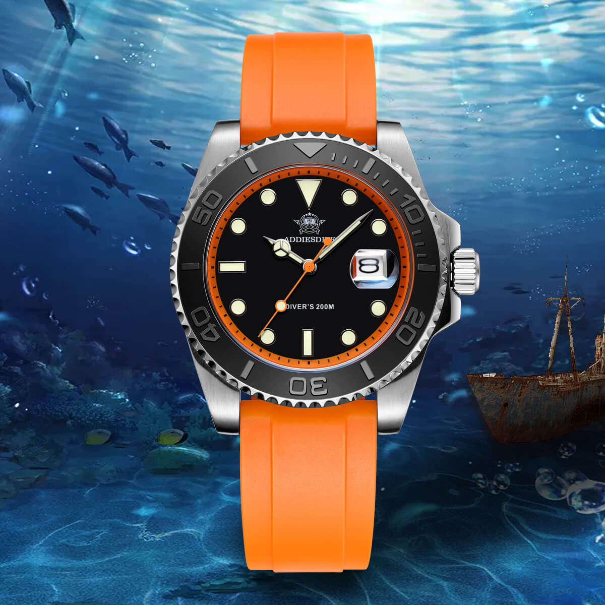 ADDIESDIVE Reloj deportivo de cuarzo de 41mm resistente al agua 200M (AD2040)