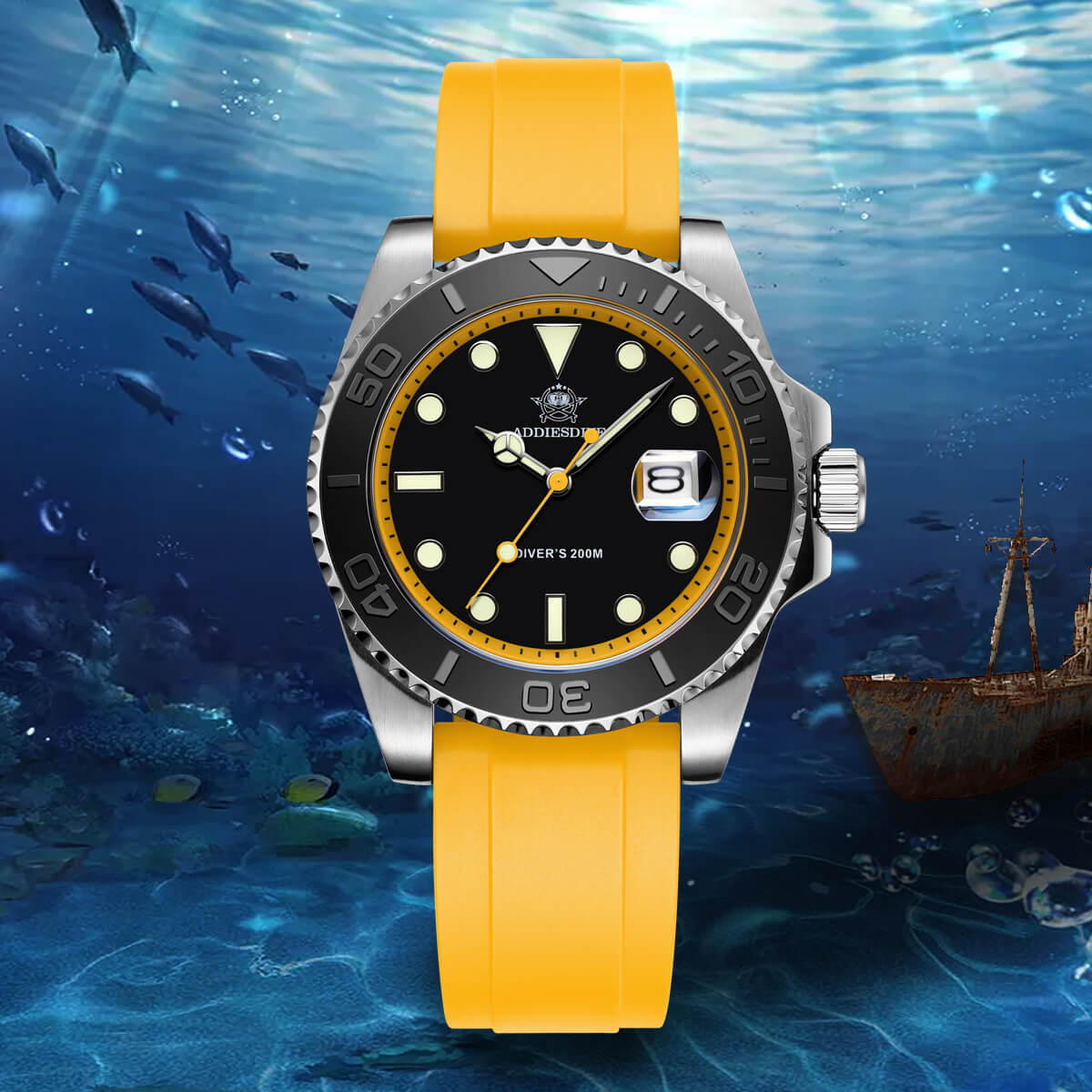 ADDIESDIVE Reloj deportivo de cuarzo de 41mm resistente al agua 200M (AD2040)