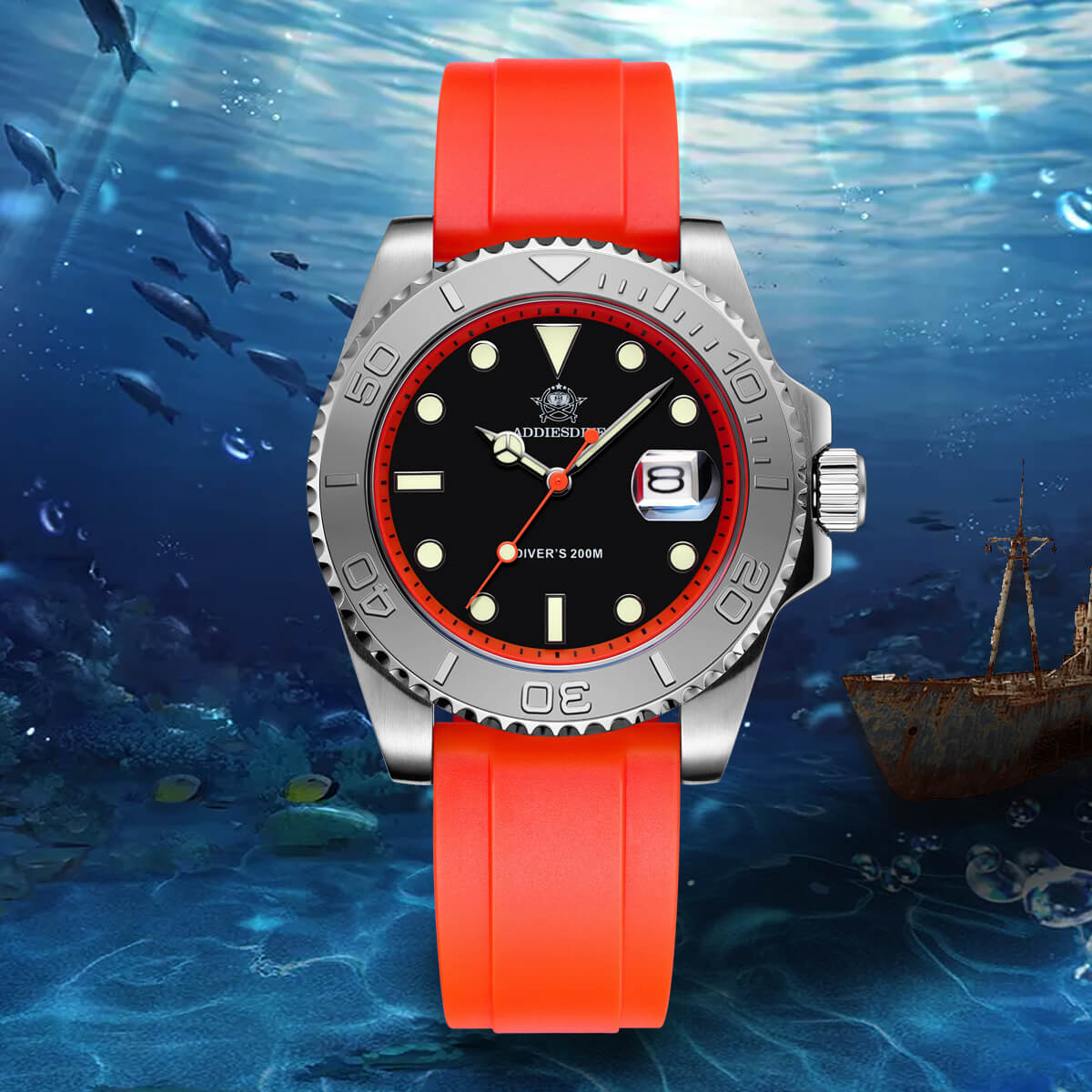 ADDIESDIVE Reloj deportivo de cuarzo de 41mm resistente al agua 200M (AD2040)