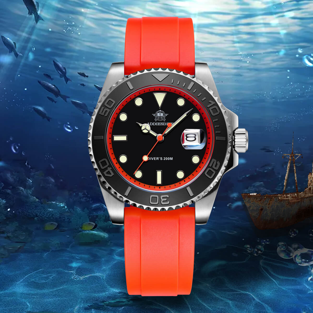 ADDIESDIVE Reloj deportivo de cuarzo de 41mm resistente al agua 200M (AD2040)