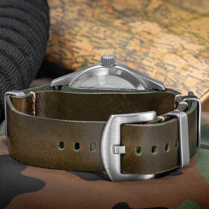 ★Oferta Semanal★ADDIESDIVE® Reloj automático elegante Diver 200M para hombre (AD2048)-Correa de cuero-Negro-