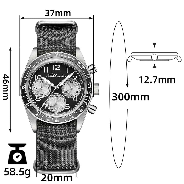 ADDIESDIVE AD2517 Reloj cronógrafo VK63 de 37 mm - Addiesdiverelojes
