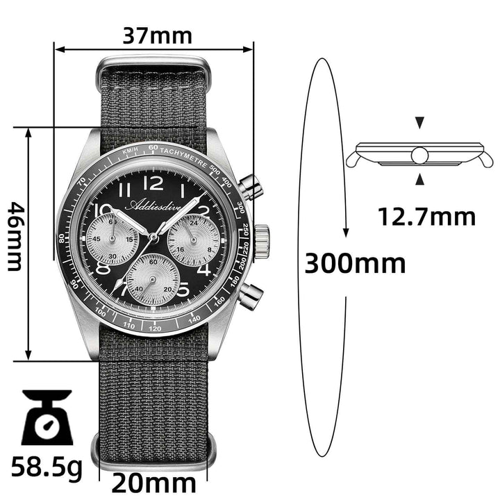 ★Nuevo Lanzamiento★ ADDIESDIVE AD2517 Reloj cronógrafo VK63 de 37 mm