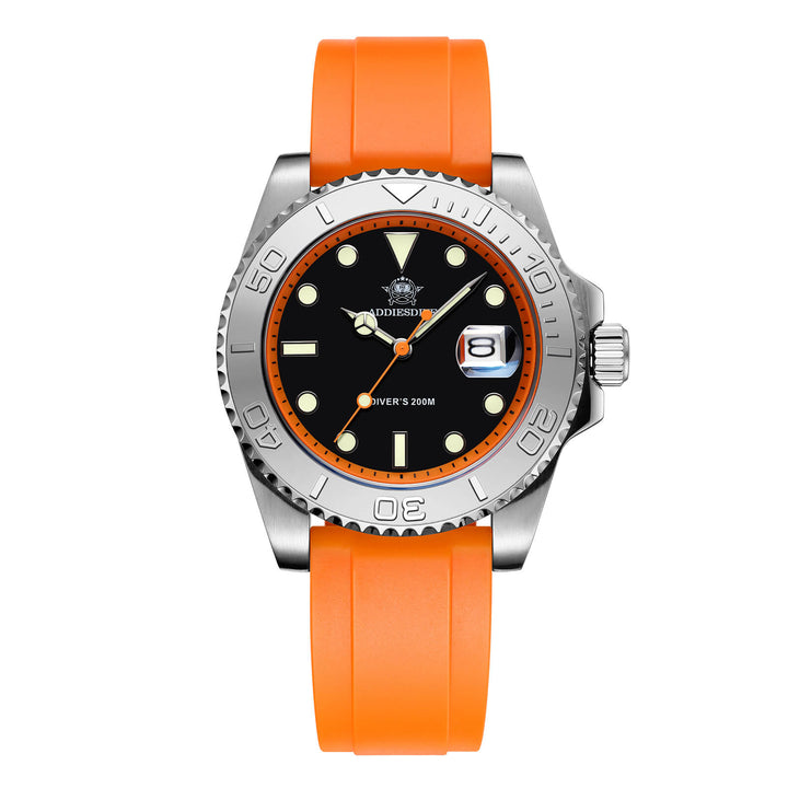 ★Especial Graduación★ADDIESDIVE Reloj deportivo de cuarzo de 41mm resistente al agua 200M (AD2040)-Correa de caucho-Bisel plateado-Naranja