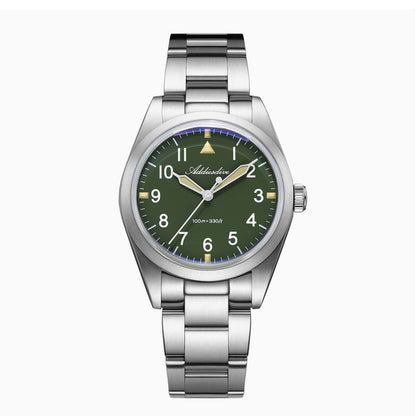 AD2502 – Reloj Militar Addiesdive con Brazalete de Titanio, 36mm, Cristal Abombado, Esfera Negra/Verde
