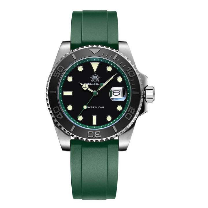 ★Especial Graduación★ADDIESDIVE Reloj deportivo de cuarzo de 41mm resistente al agua 200M (AD2040)-Correa de caucho-Bisel negro-Verde