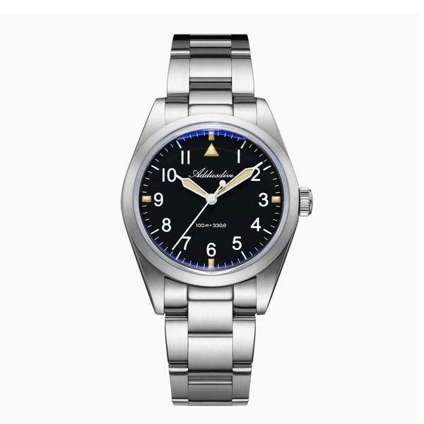 AD2502 – Reloj Militar Addiesdive con Brazalete de Titanio, 36mm, Cristal Abombado, Esfera Negra/Verde