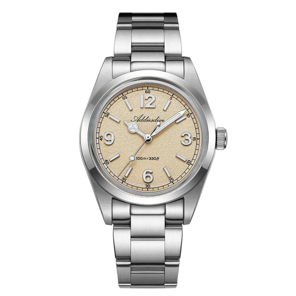 Esfera texturizada estilo arena – ADDIESDIVE AD2518 Reloj de campo VH31 de 36 mm