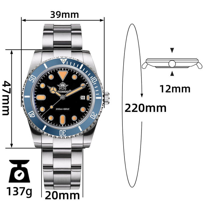 ADDIESDIVE AD2501 reloj de cuarzo 39 mm con bisel giratorio bidireccional - Addiesdiverelojes