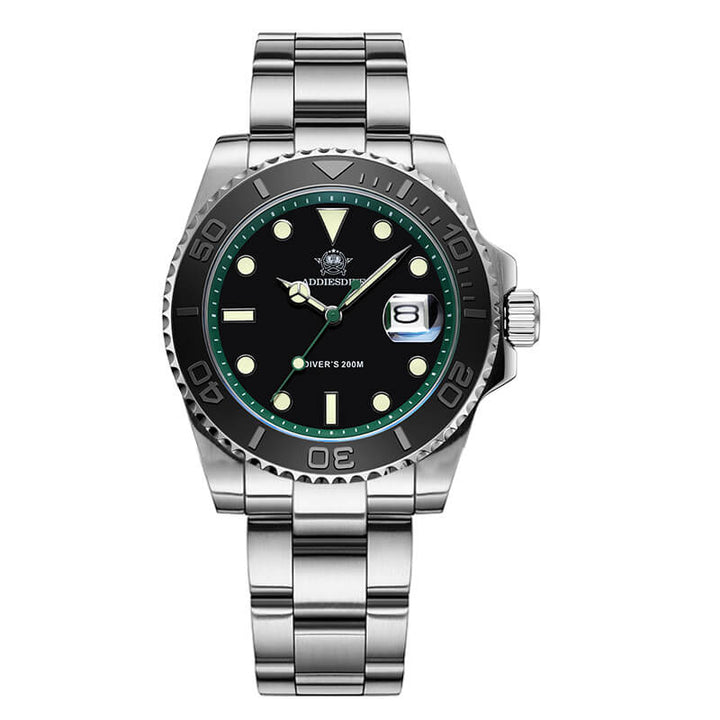 ★Especial Graduación★ADDIESDIVE Reloj deportivo de cuarzo de 41mm resistente al agua 200M (AD2040)-Correa de acero-Bisel negro-Verde