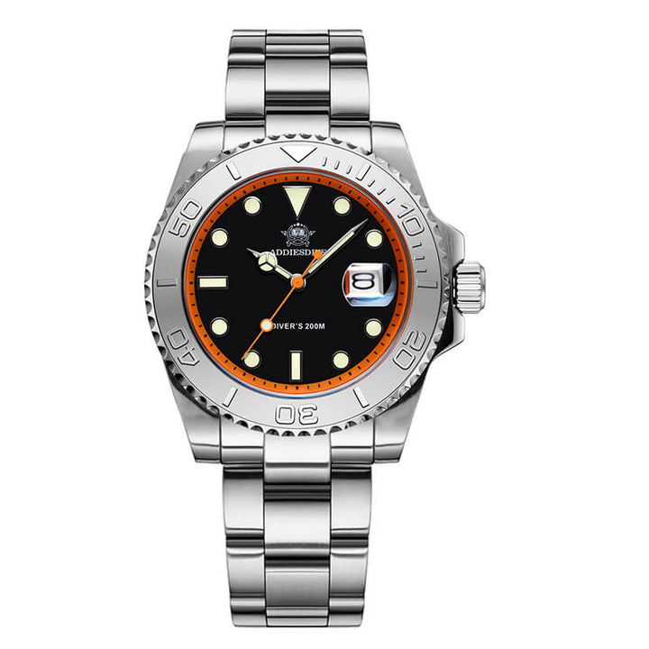 ★Especial Graduación★ADDIESDIVE Reloj deportivo de cuarzo de 41mm resistente al agua 200M (AD2040)-Correa de acero-Bisel plateado-Naranja
