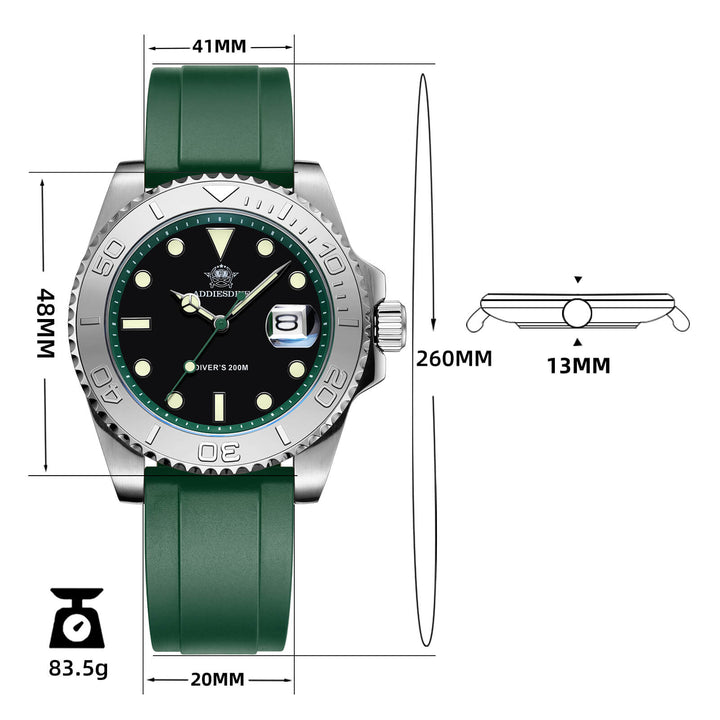 ★Especial Graduación★ADDIESDIVE Reloj deportivo de cuarzo de 41mm resistente al agua 200M (AD2040)-Correa de caucho-Bisel plateado-Naranja