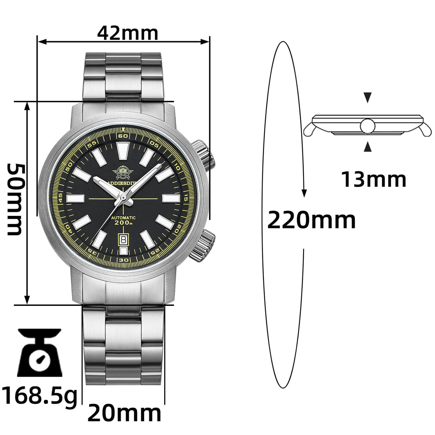 AD2093 – Reloj Automático Dual Crown Original de Addiesdive, Elegante y Preciso