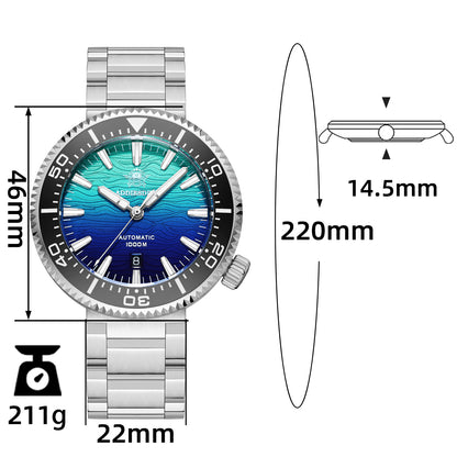 Addiesdive Reloj Buceo 46 mm AD2526 – Elegante Esfera Degradada, Automático Japonés 8215