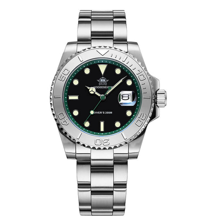 ★Especial Graduación★ADDIESDIVE Reloj deportivo de cuarzo de 41mm resistente al agua 200M (AD2040)-Correa de acero-Bisel plateado-Verde