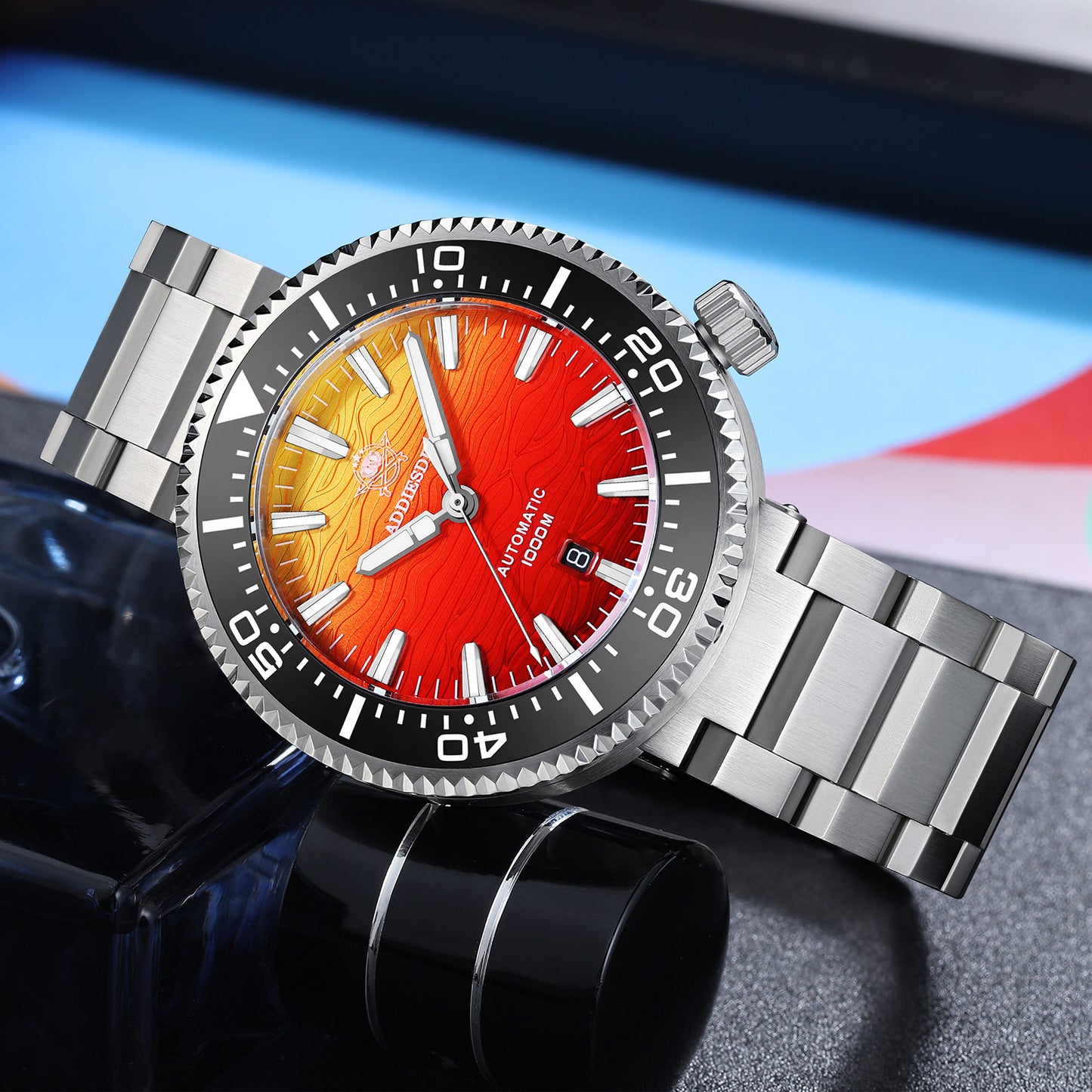 Addiesdive Reloj Buceo 46 mm AD2526 – Elegante Esfera Degradada, Automático Japonés 8215