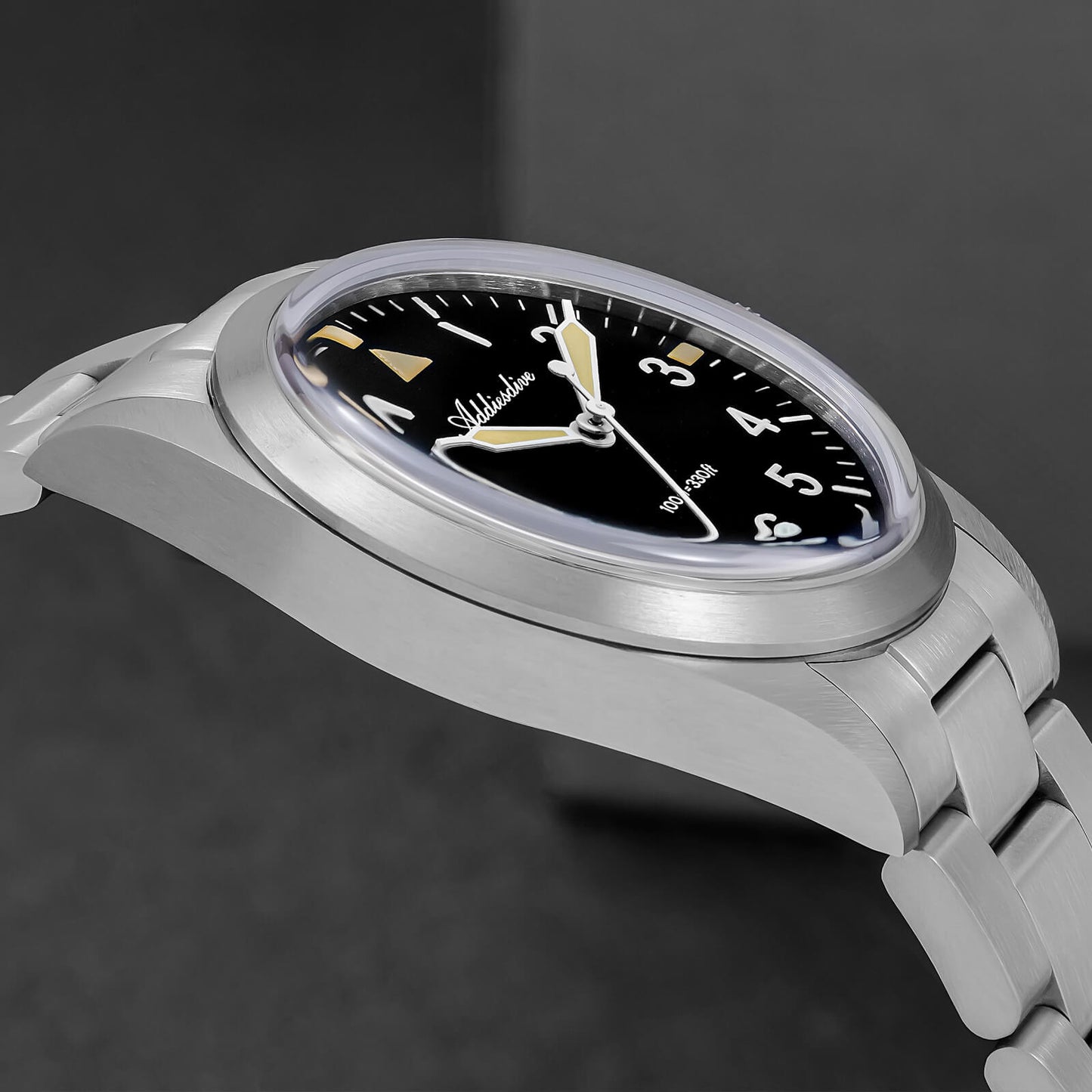 AD2502 – Reloj Militar Addiesdive con Brazalete de Titanio, 36mm, Cristal Abombado, Esfera Negra/Verde