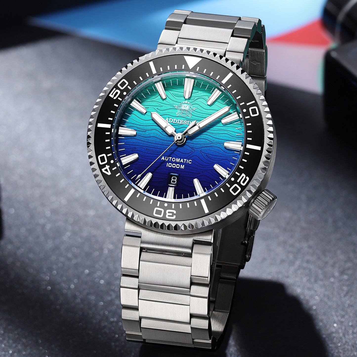 Addiesdive Reloj Buceo 46 mm AD2526 – Elegante Esfera Degradada, Automático Japonés 8215